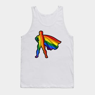 LGBTQ Hero Wearing Cape of LBGTQIA+ Pride Flag Hope and Brave Heroes Tank Top